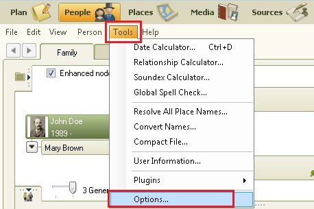 turn hints on or off in Family Tree Maker